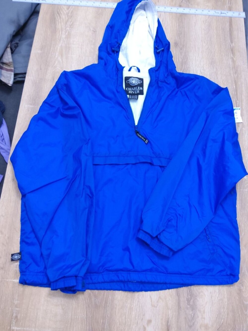 Charles River Blue Pullover Hooded Jacket XL Nylon Outer Cotton Lining